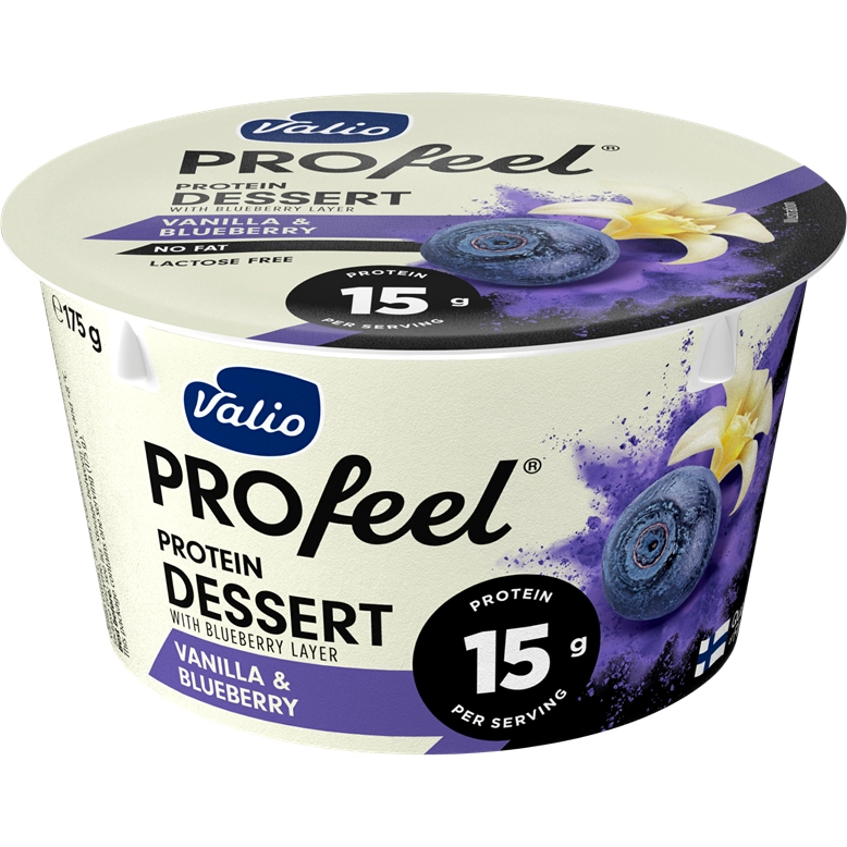 Десерт Protein із смаком чорниця/ваніль Valio 175г.
