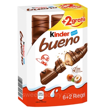 Батончик Kinder Bueno Chocolate Multipack 6+2 172г.
