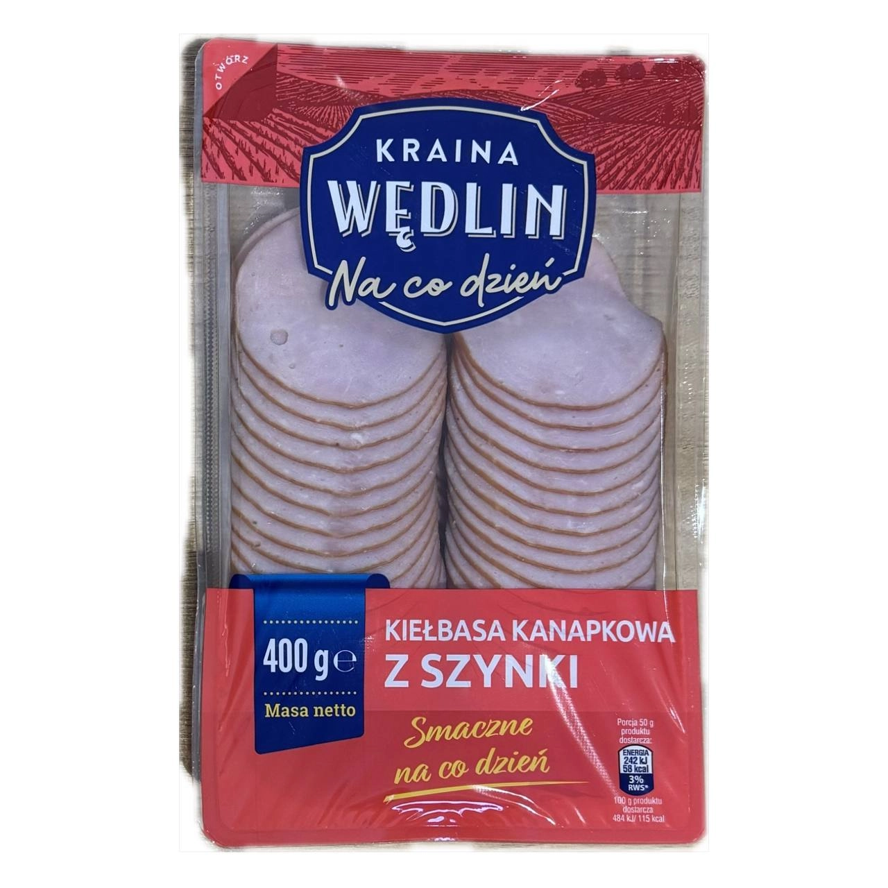 Ковбаса з шинки нарізка канапкова Kraina Wedline 400 г.
