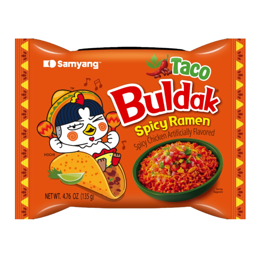 Локшина з куркою гостра Taco Buldak Samyang 135 г.