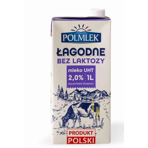 Молоко безлактозне UHT POLMLEK  2% 1л.