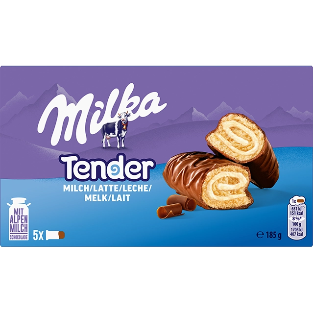 Бісквітні рулети Milka Tender з молочною начинкою 185г.