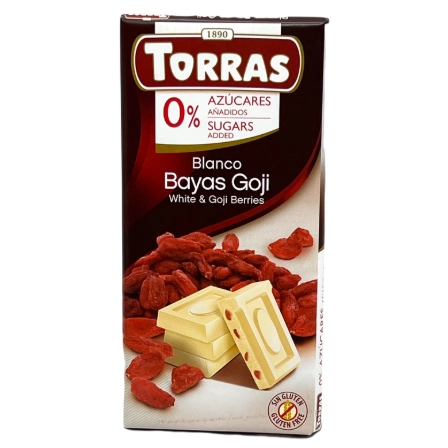 Шоколад білий без цукру ягоди годжі Torras 75г.