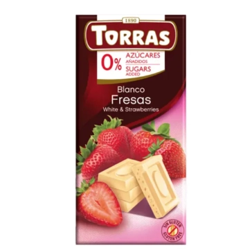 Шоколад білий без цукру з полуницею Torras 75г.