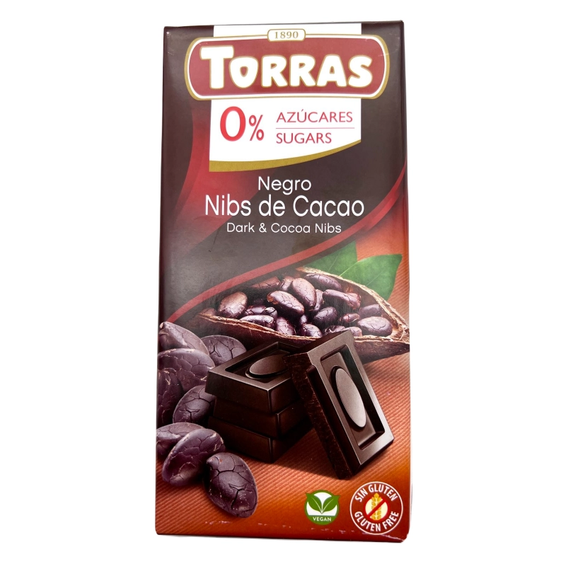 Шоколад чорний без цукру з какао Torras 75г.