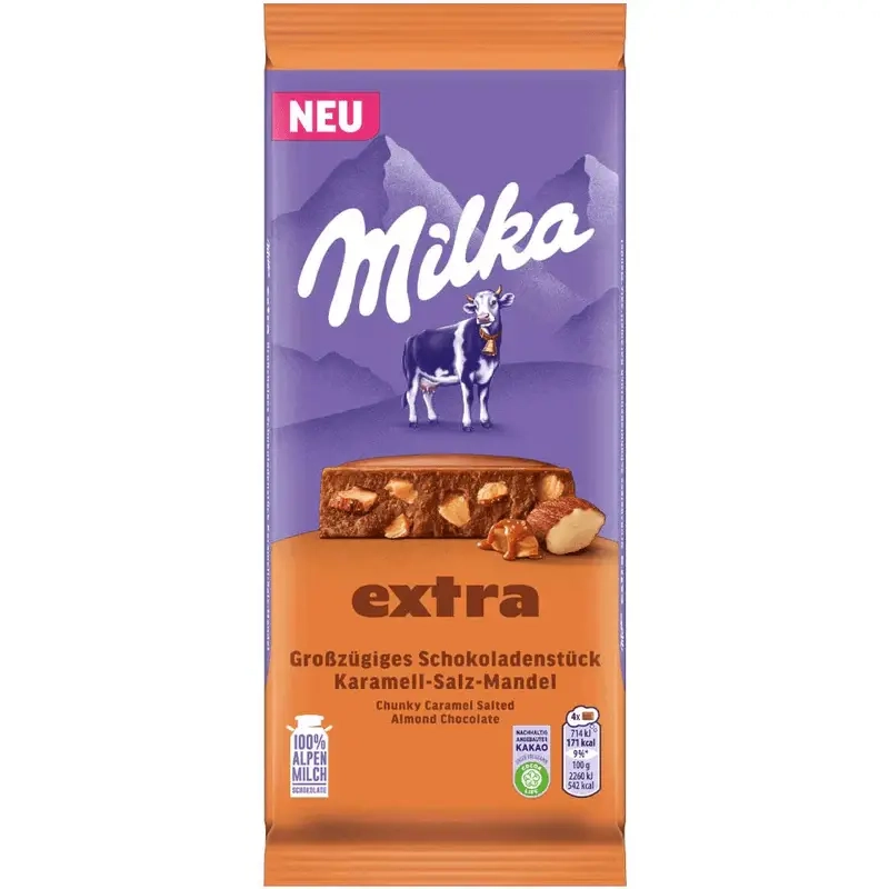 Шоколад Milka Extra солена карамель та мигдаль 190 г.
