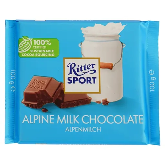 Шоколад Ritter Sport з альпійським молоком 100 г.