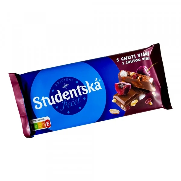 Шоколад Studentska молочна з вишнею 170г.