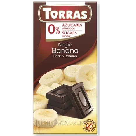 Шоколад темний без цукру з бананом Torras 75г.