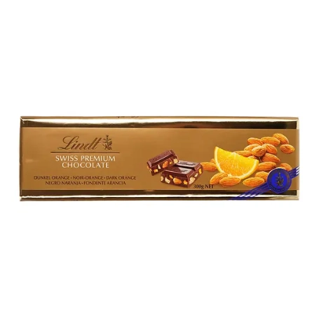 Шоколад темний з апельсином та мигдалем Lindt Gold 300г.