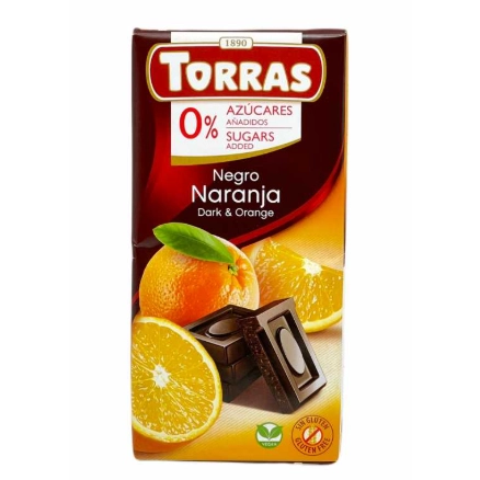 Шоколад темний без цукру з апельсином Torras 75г.