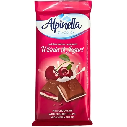 Шоколад Alpinella зі смаком вишні та йогурту 100 г.