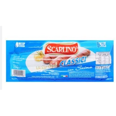 Сосиски з мяса курки та свині Scarlino 250г.
