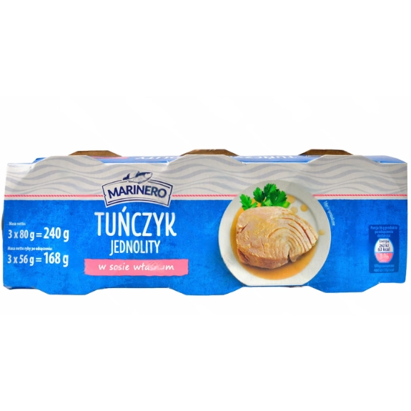 Тунець у власному соці шматочками MARINERO 3х80 г.