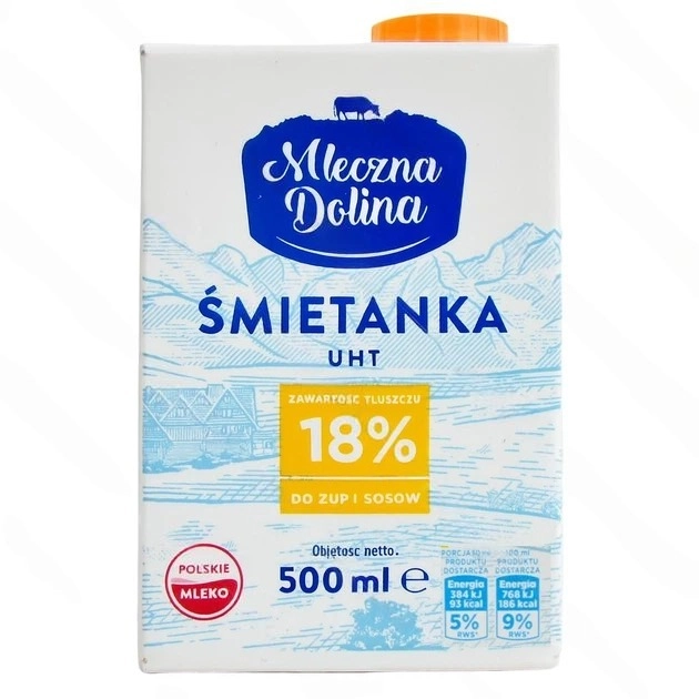 Вершки Mleczna Dolina 18% 500мл.