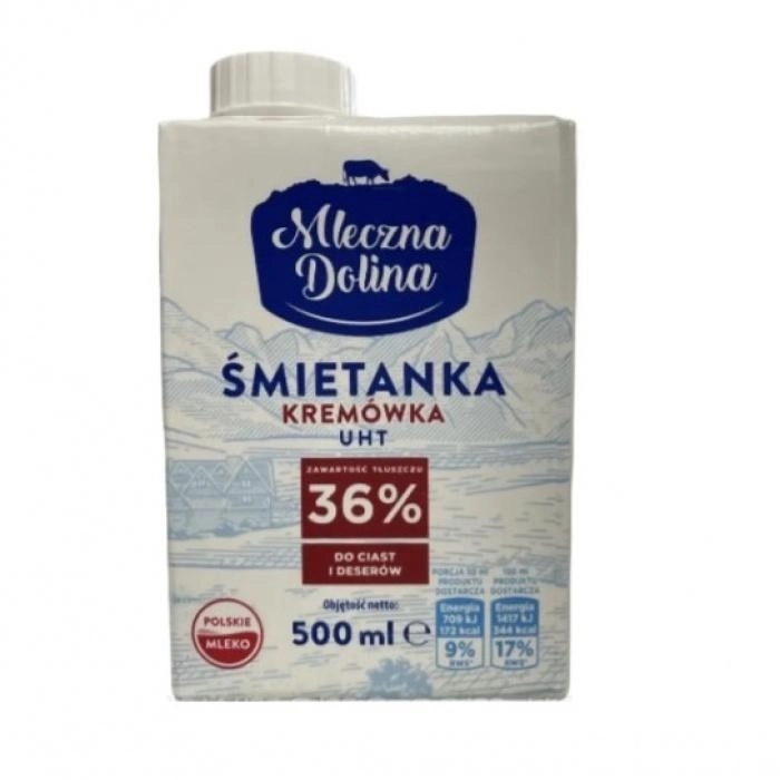 Вершки 36% Mleczna Dolina 500мл.